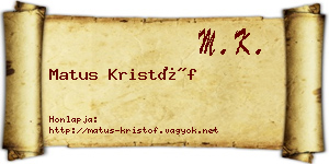 Matus Kristóf névjegykártya